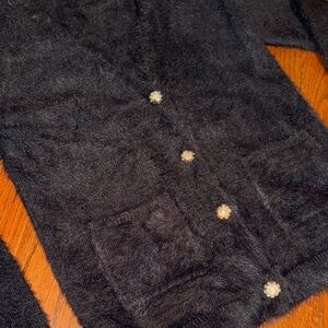 Fuzzy Cardigan Sweater with embellished buttons